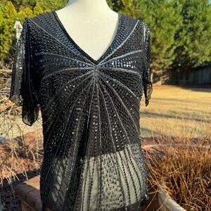 Elegant Black Sequin Top